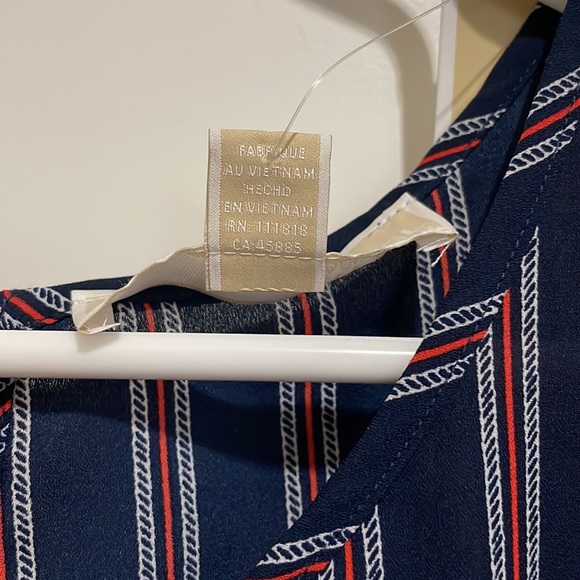 NWT MICHAEL Michael Kors Nautical Stripe Cold Shoulder Blouse Bell Sleeves XL - Picture 6 of 7